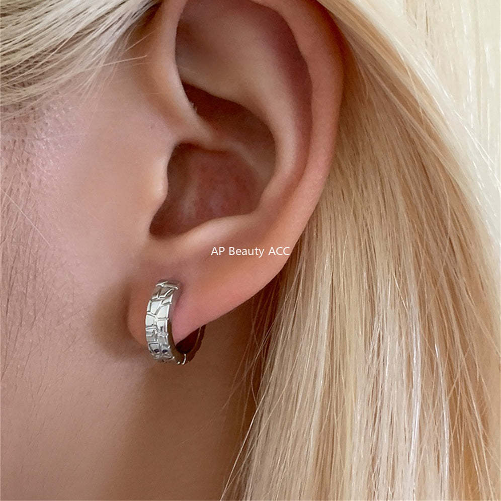 A관 - 기하학 패턴 심플 링 925 은침 귀걸이 [EH-4174] 25.12-1