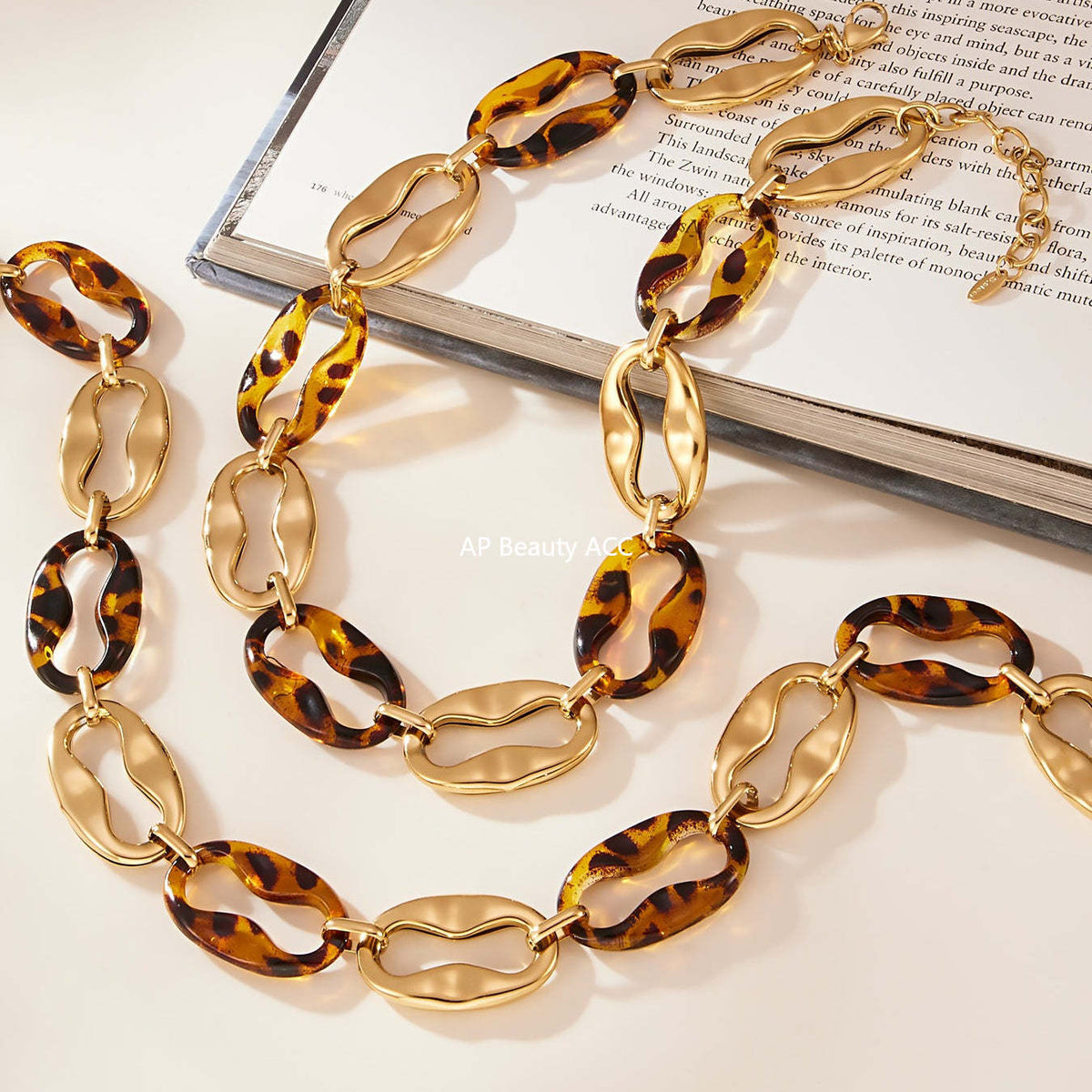 D관 - 레진 타원 체인 디자인 스테인리스 목걸이 팔찌 귀걸이 [TXP470] 25.11-3