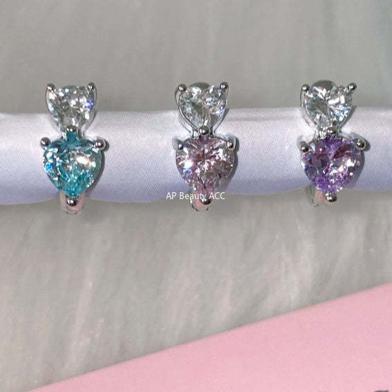 A관 - 투톤 하트 큐빅 티타늄 스틸 귀걸이 [EH-4331] 25.12-2