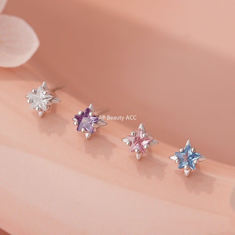 B관 - 999 실버 별 디자인 큐빅 스터드 귀걸이 [YC4910E_1] 25.11-2