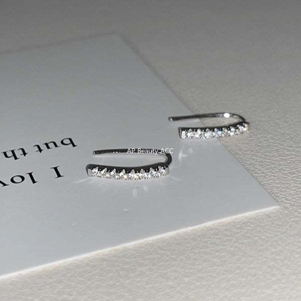 A관 - 999 실버 라인 큐빅 후크형 귀걸이 [EH-2203.EB] 25.12-2