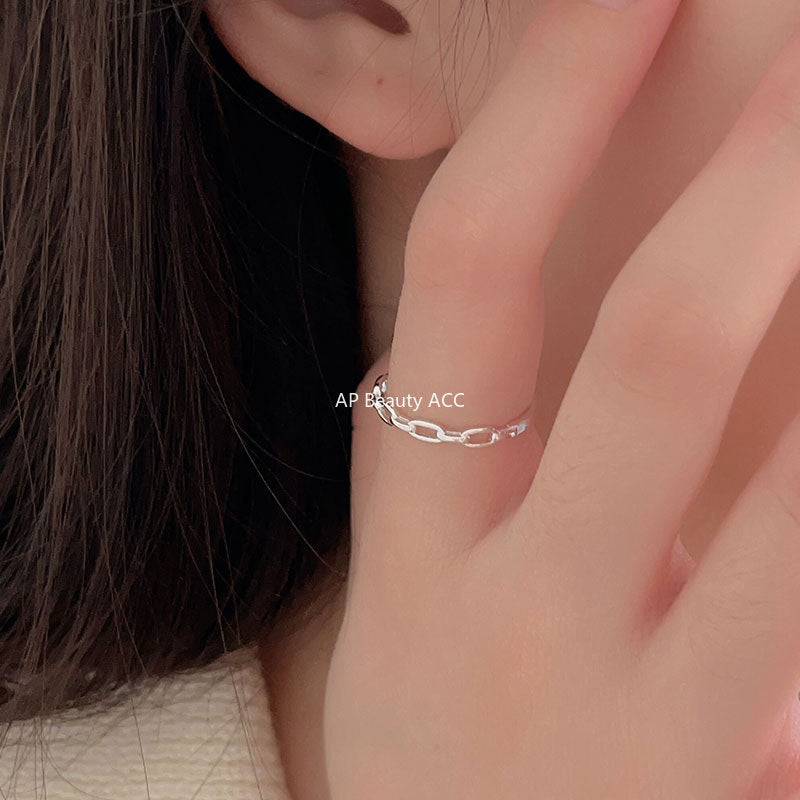 F관 - 925 실버 체인 디자인 오픈형 반지 [J1427] 25.10-1