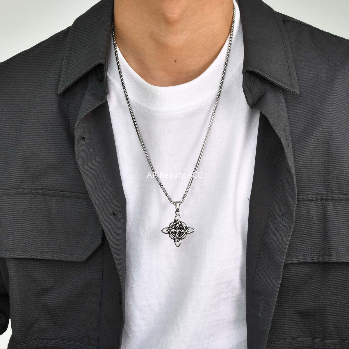 G관 - 스테인리스 스틸 원형 매듭 디자인 펜던트 목걸이 [PN-1945] 25.10-5