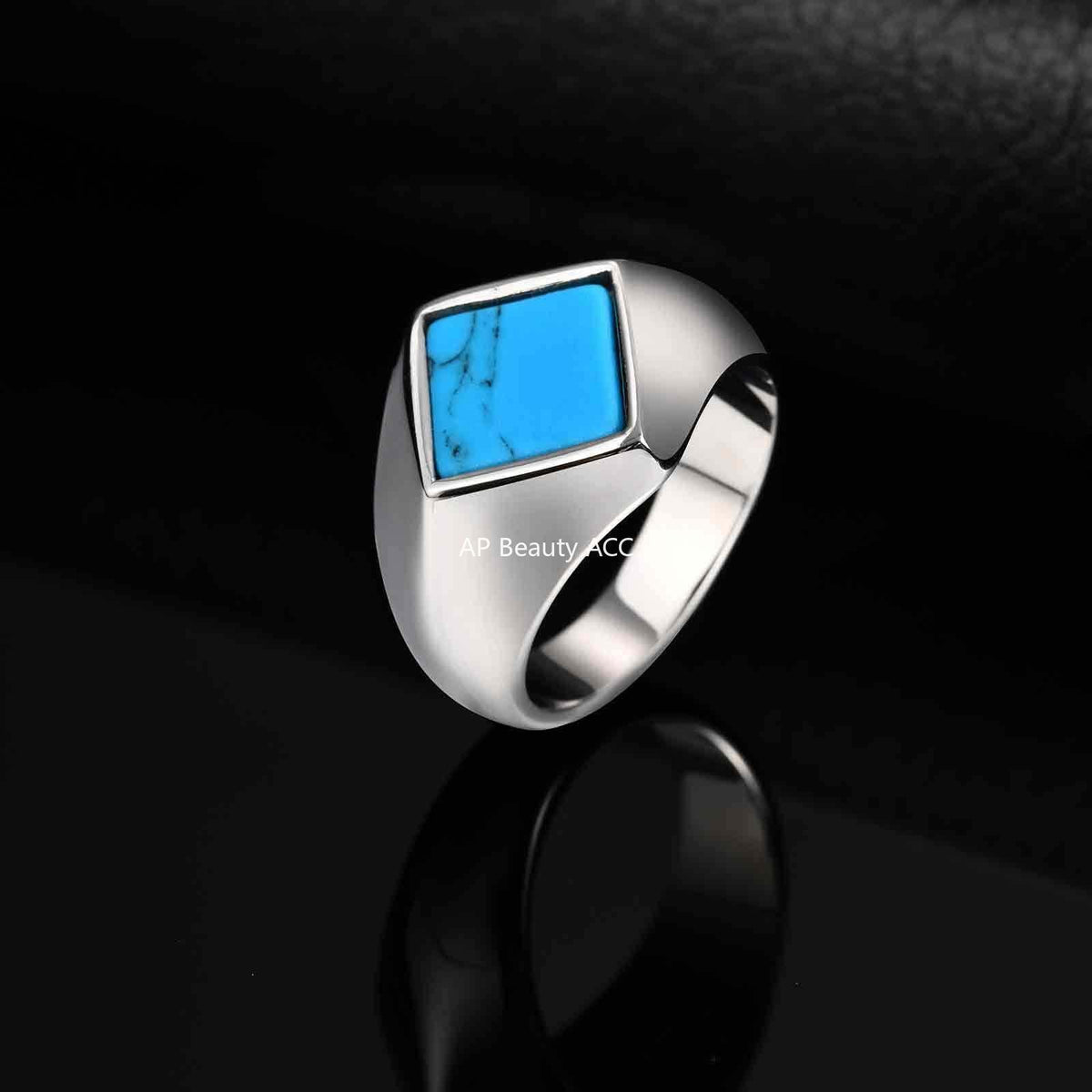 G관 - 스테인리스 스틸 다이아 터키석 흑마노 컬러 반지 [RC-967] 25.10-5