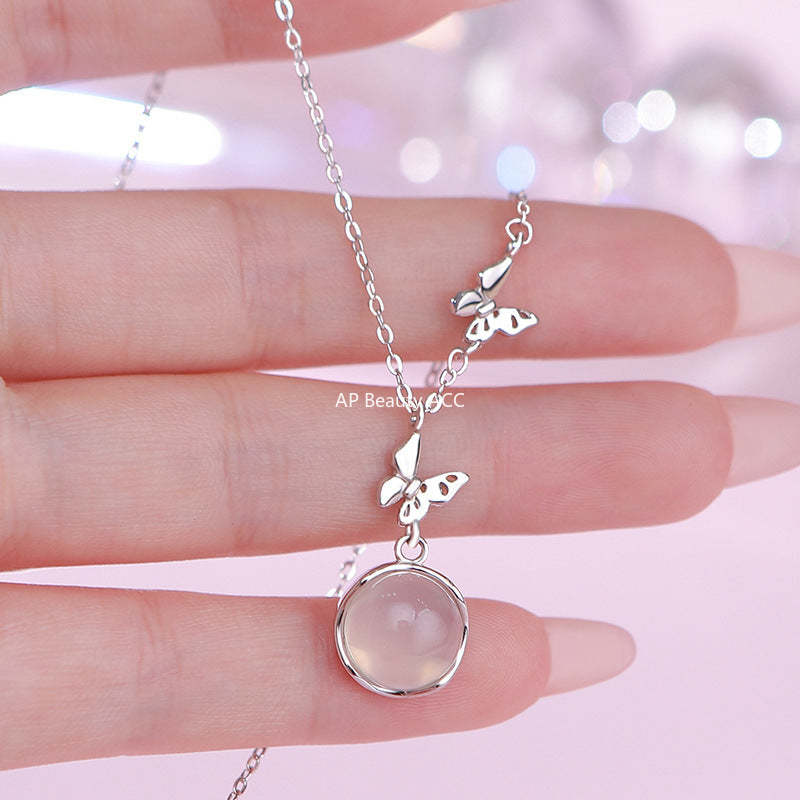 B관 - 999 실버 나비 아게이트 펜던트 체인 목걸이 [YC2043N_1] 25.10-4