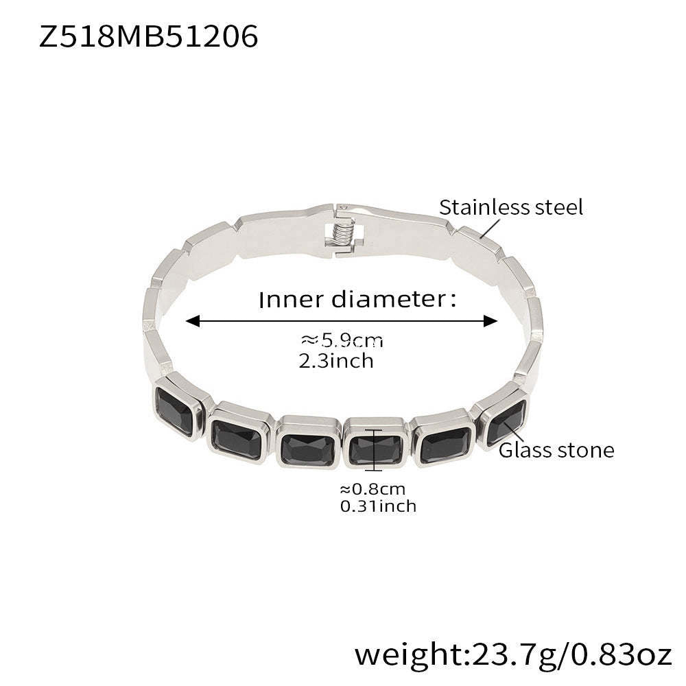 D관 - 사각 글라스 스톤 18K 도금 스테인리스 스틸 팔찌 [Z518] 25.12-2