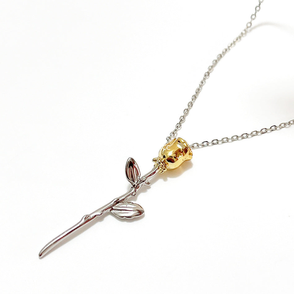 F관 - 925 실버 장미 플라워 펜던트 목걸이 [B366] 25.10-3