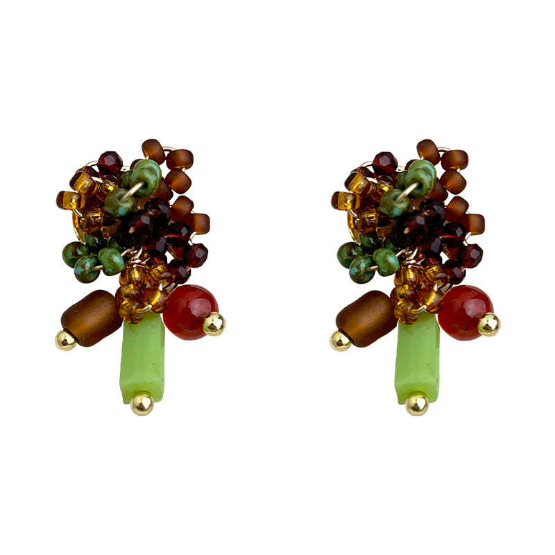 C관 - 핸드메이드 쌀알 비즈 플라워 925 은침 귀걸이 [S269] 25.09-4