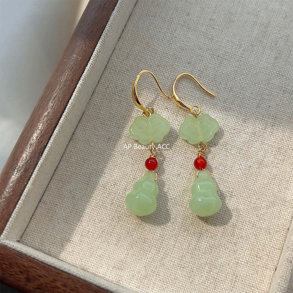 C관 - 14K 도금 복고풍 기하학적 클로버 핸드메이드 귀걸이 [4085] 24.05-3