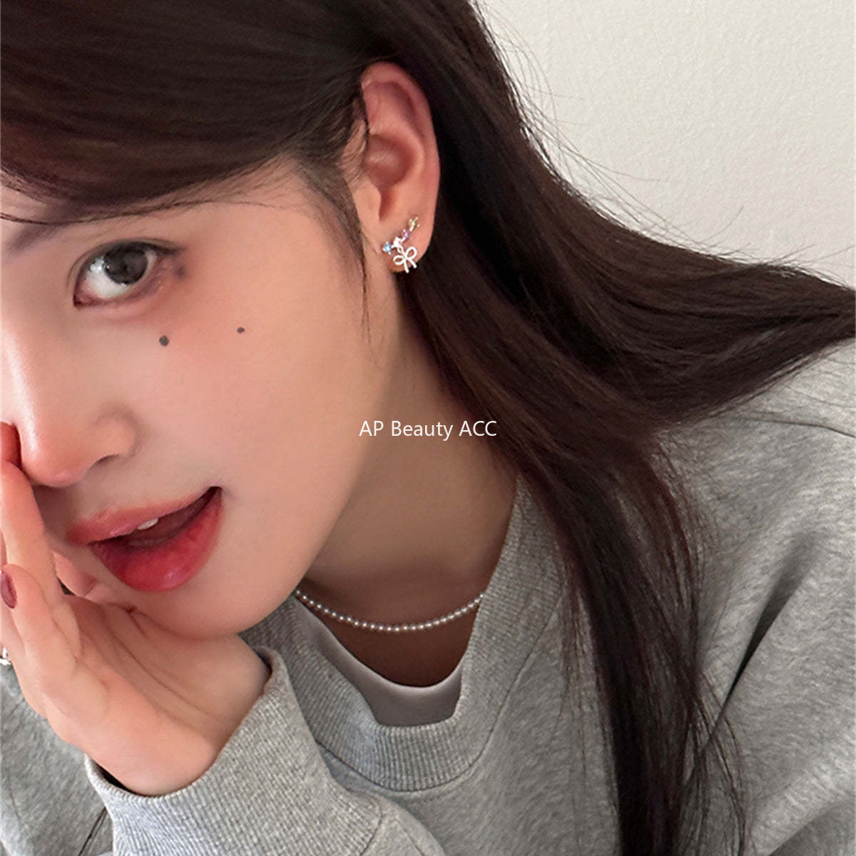 A관 - 925 은침 리본 다채로운 큐빅 귀걸이 [EH-3295] 24.11-1