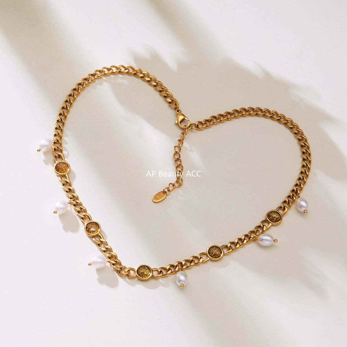 D관 - 스테인리스 스틸 진주 펜던트 18K 도금 목걸이 팔찌 [TXP496] 25.11-4