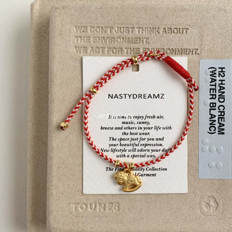 A관 - 925 실버 목마 말 펜던트 핸드메이드 스트랩 팔찌 [1630] 25.12-3