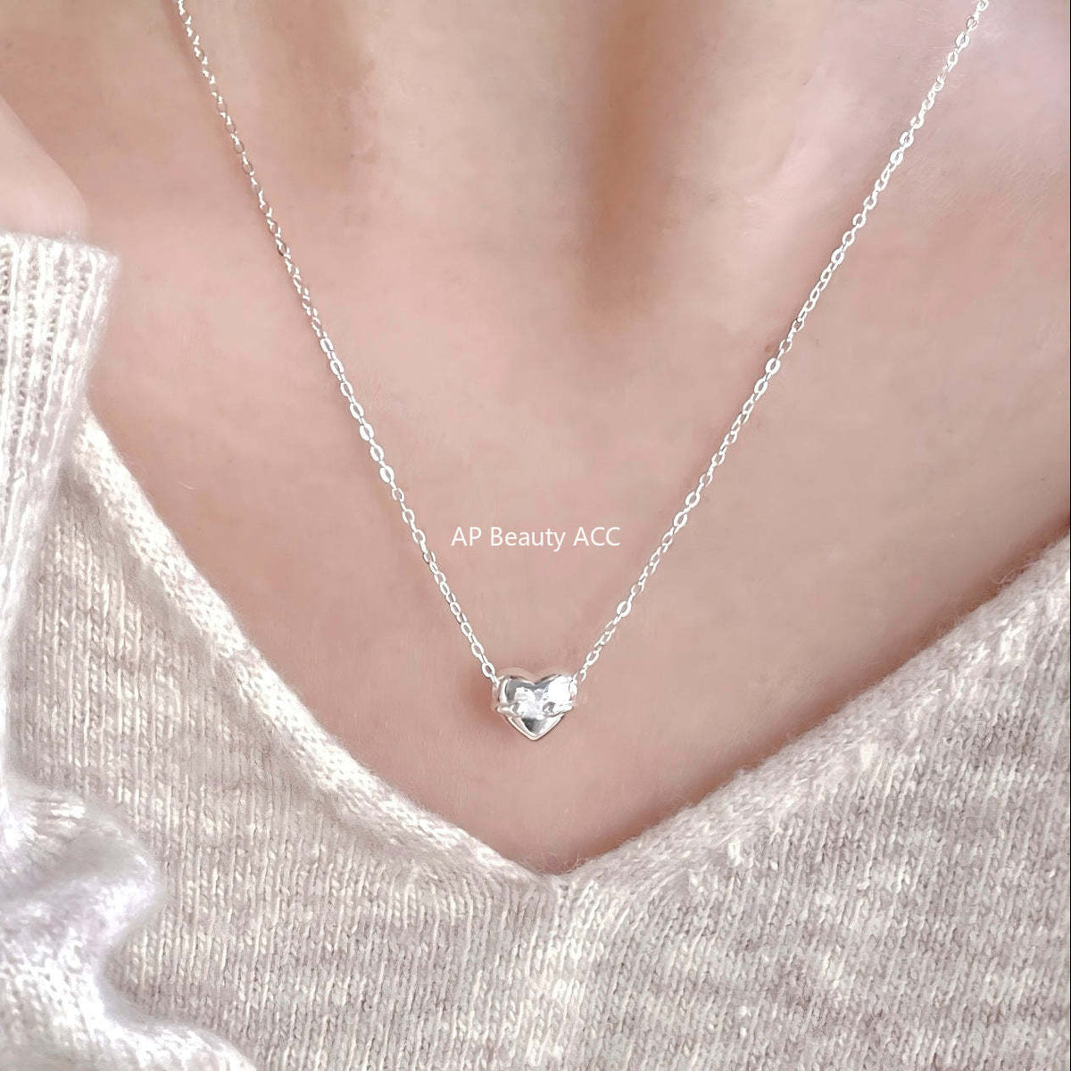 F관 - 925 실버 하트 모양 펜던트 목걸이 [B1385] 25.11-4