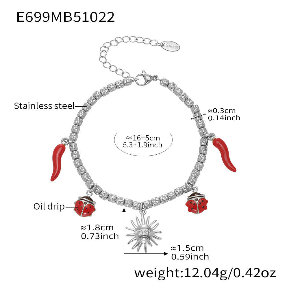 D관 - 스테인리스 18K 도금 멀티 펜던트 스틸 비즈 팔찌 [E699-E700] 25.10-5