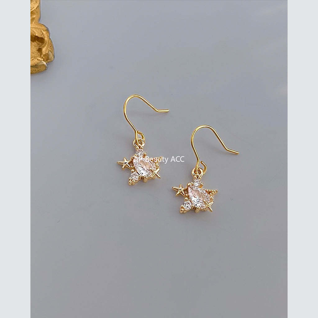 C관 - 핸드메이드 큐빅 불가사리 925 은침 후크 귀걸이 [7060] 25.12-1