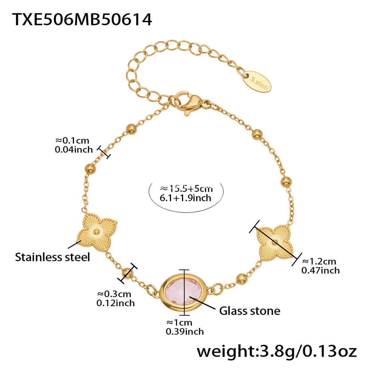 D관 - 스테인리스 스틸 타원형 컷팅 글라스 스톤 18K도금 목걸이 팔찌 귀걸이 [TXP506] 25.12-1