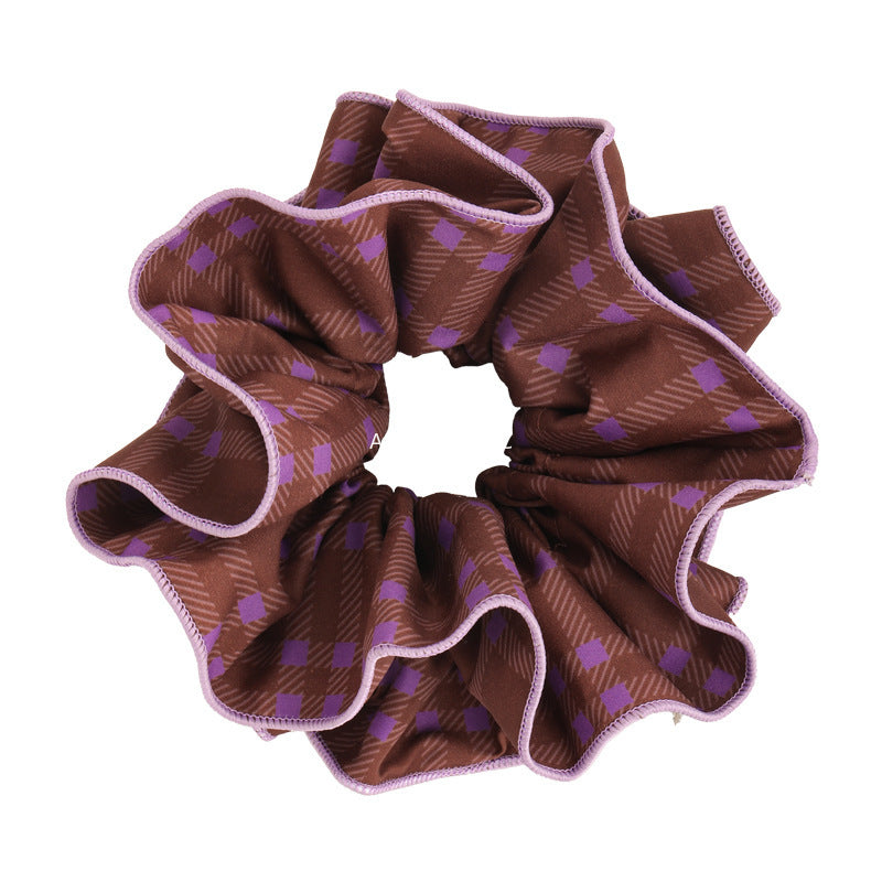 E관 - 체크무늬 디자인 대형 곱창 헤어밴드 [27536] 25.10-1