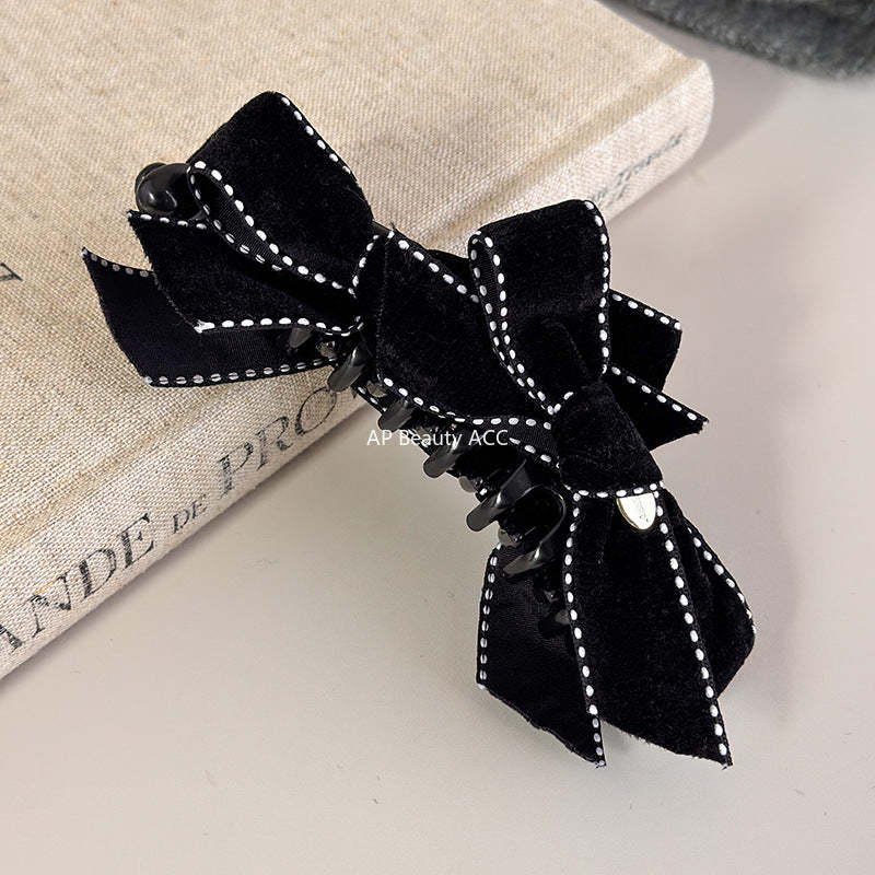 E관 - 벨벳 리본 디자인 바나나 집게핀 [27734] 25.12-1