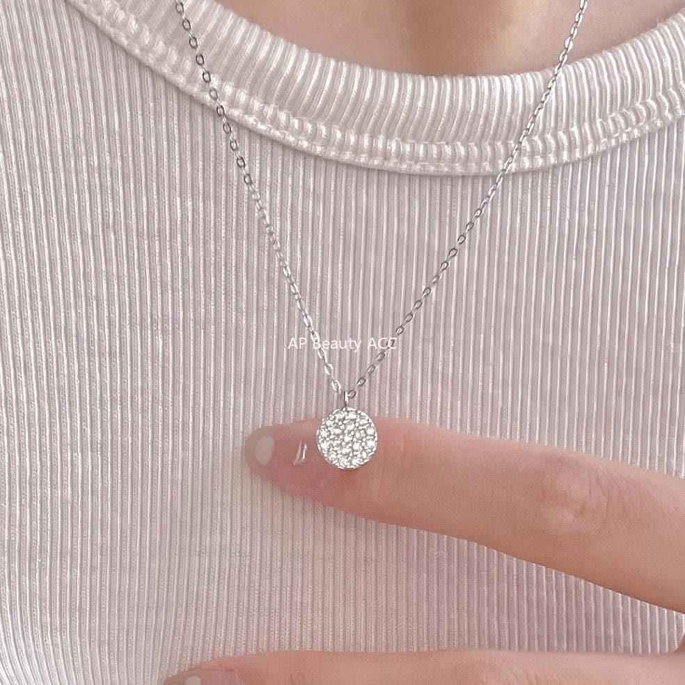 F관 - 925 실버 풀큐빅 원형 펜던트 목걸이 [B1388] 25.11-4