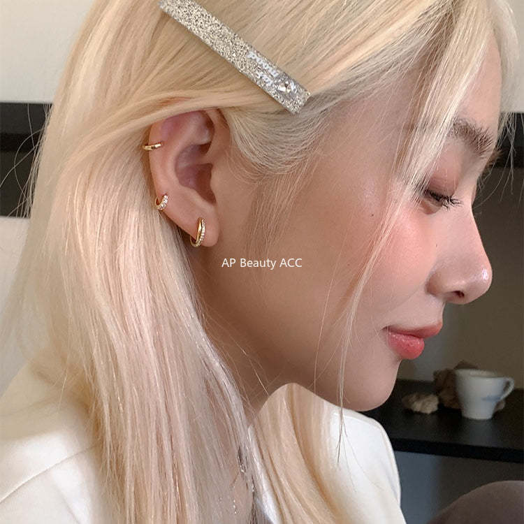 A관 - 925 은침 뫼비우스 큐빅 링 귀걸이 [EH-4132] 25.10-5