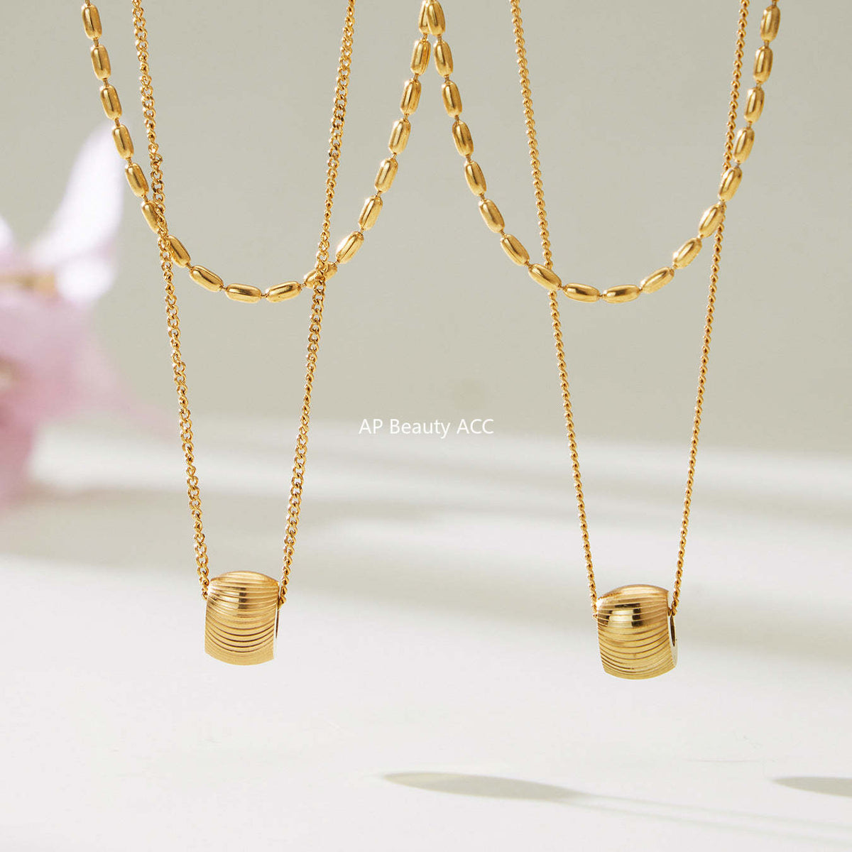 D관 - 스테인리스 스틸 더블 레이어드 18K 도금 행운 목걸이 [P877] 25.11-4