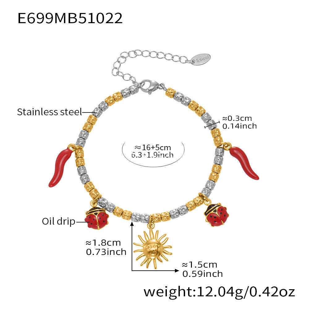 D관 - 스테인리스 18K 도금 멀티 펜던트 스틸 비즈 팔찌 [E699-E700] 25.10-5