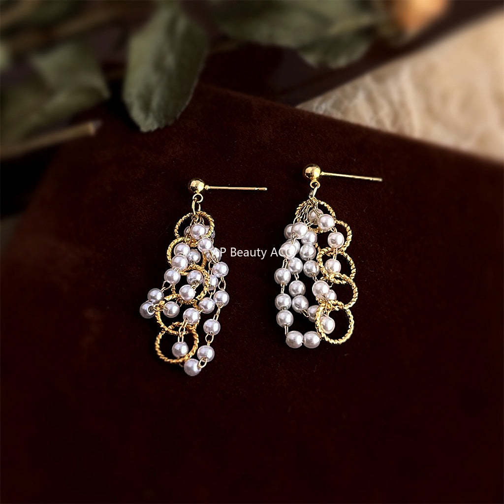 C관 - 14K 도금 프렌치 섬세한 실버 프린지 은침 귀걸이 [4148] 24.05-4