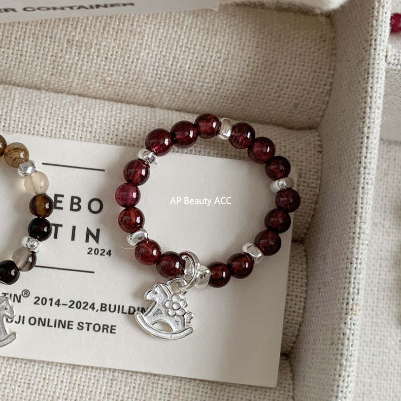 A관 - 플라워 잎사귀 복주머니 말 사과 미니 펜던트 925실버 반지 [RB] 25.11-4