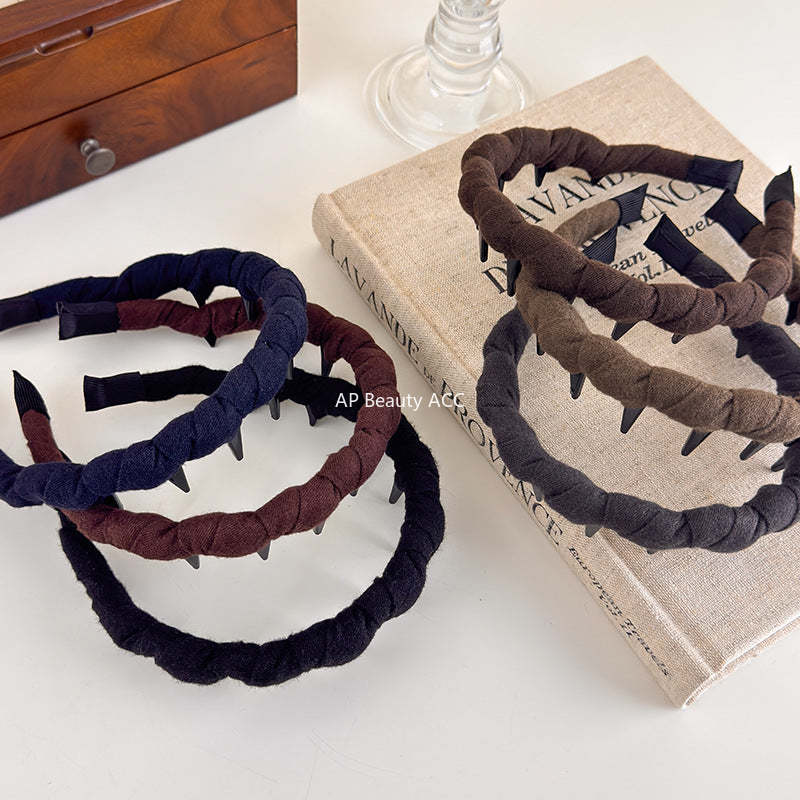 E관 - 소프트 벨벳 패브릭 꼬임 디자인 머리띠 [27499] 25.09-4