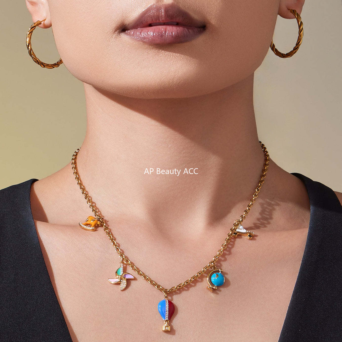 D관 - 스테인리스 스틸 큐빅 과일 열기구 지구본 펜던트 목걸이 팔찌 반지 [TXP422] 25.10-4