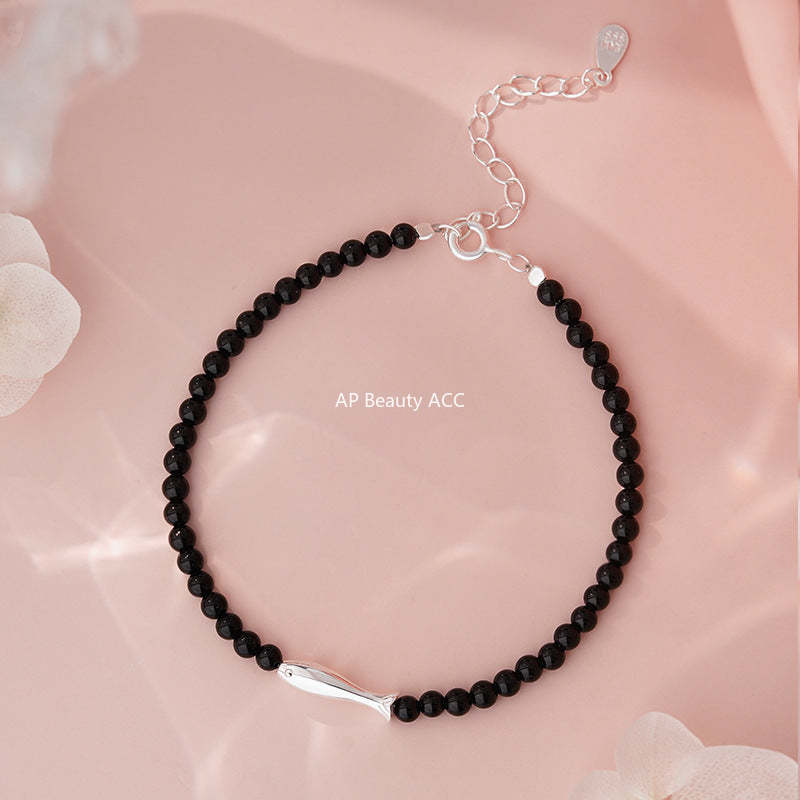 B관 - 999 실버 물고기 흑요석 비즈 팔찌 [YC5314SL_1] 25.10-5