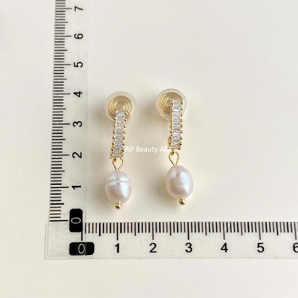 C관 - 담수 진주 골드 도금 나선형 이어커프 귀걸이 [EJ0203P] 25.02-3