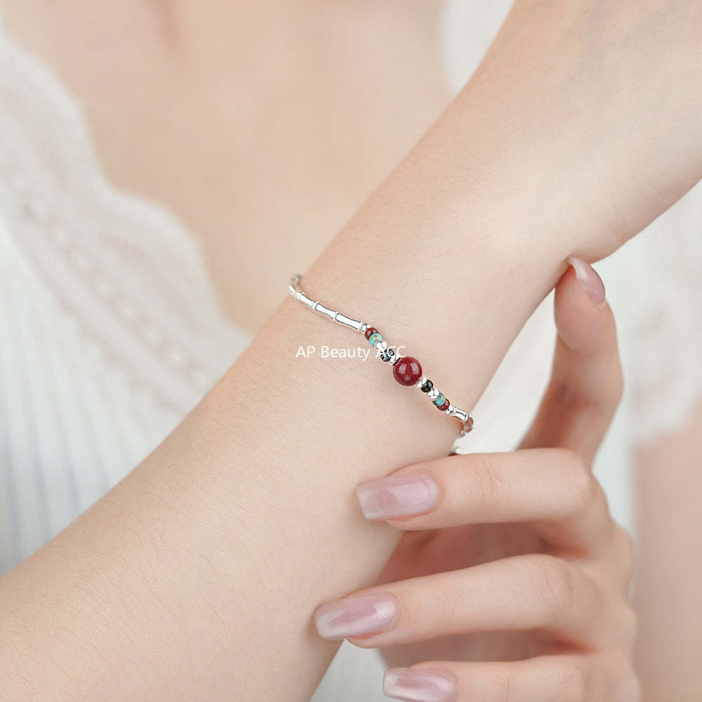 B관 - 925 실버 대나무 마디 모양 비즈 팔찌 [YC4035SL_2] 25.12-3