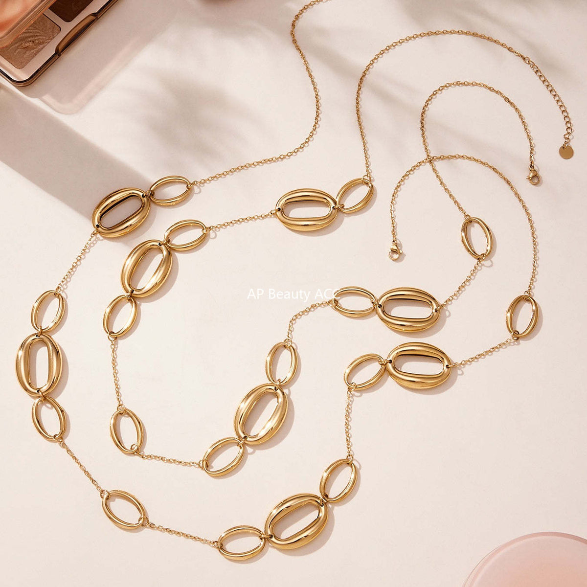 D관 - 기하 O체인 롱 디자인 18K 도금 스테인리스 목걸이 [M084] 25.11-3