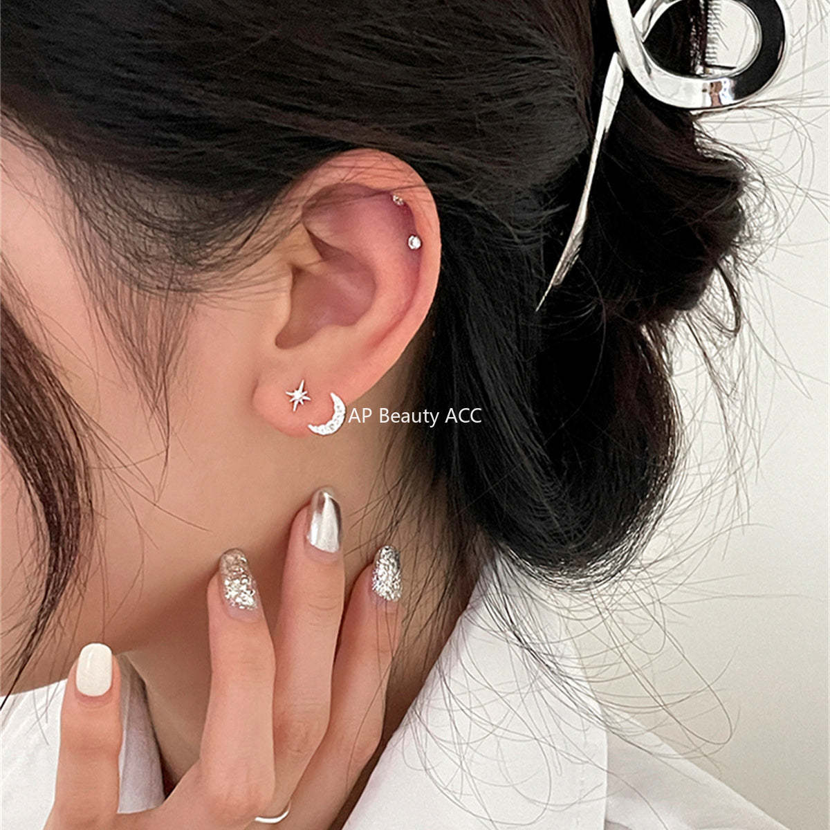 A관 - 925 은침 큐빅 달 별 귀걸이 [EH-3735] 25.07-2