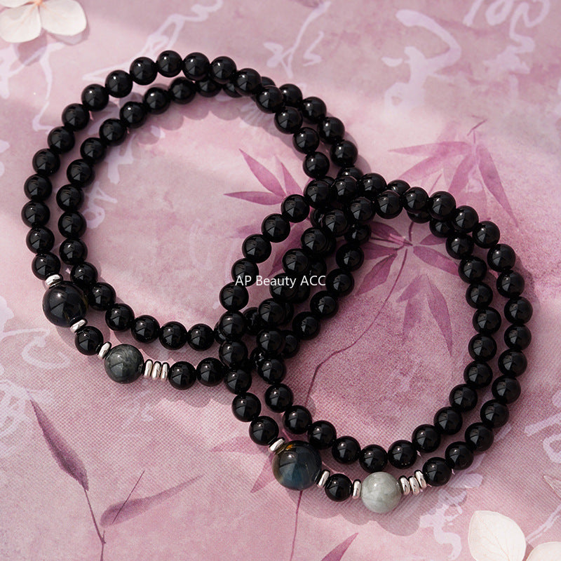 B관 - 999 실버 더블 레이어 비즈 커플 팔찌 [YC4870SL_1] 25.11-2