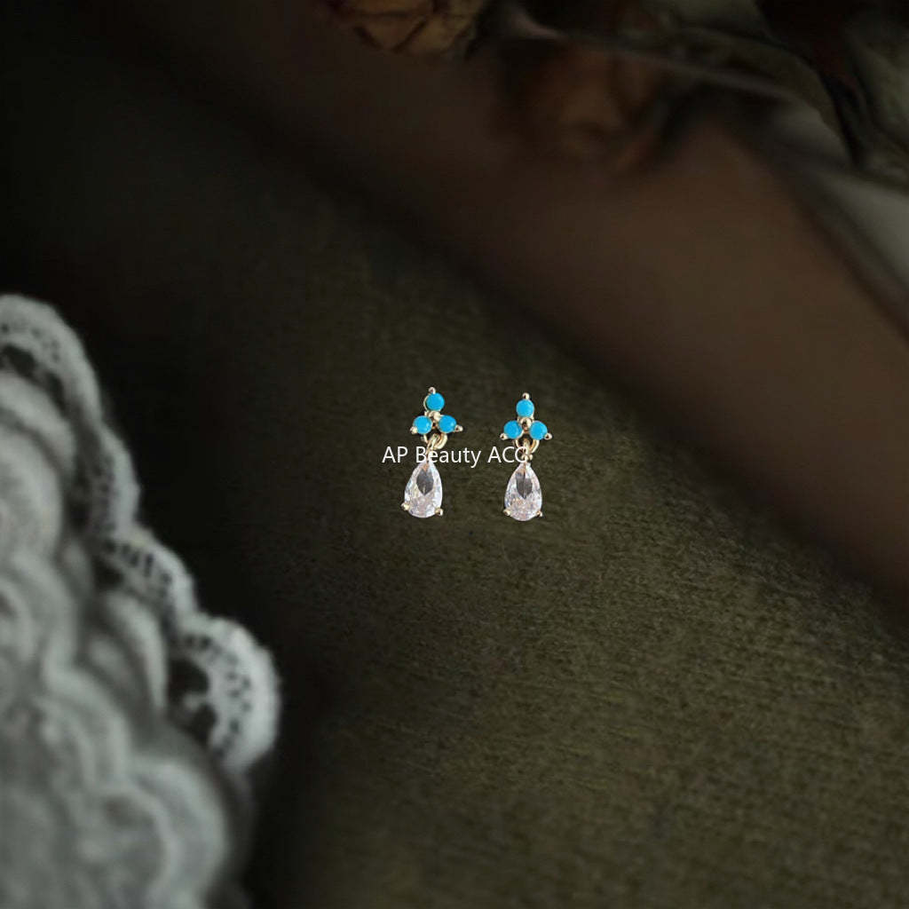 C관 - 14K 도금 미니 물방울 은침 귀걸이 [4191] 24.05-5