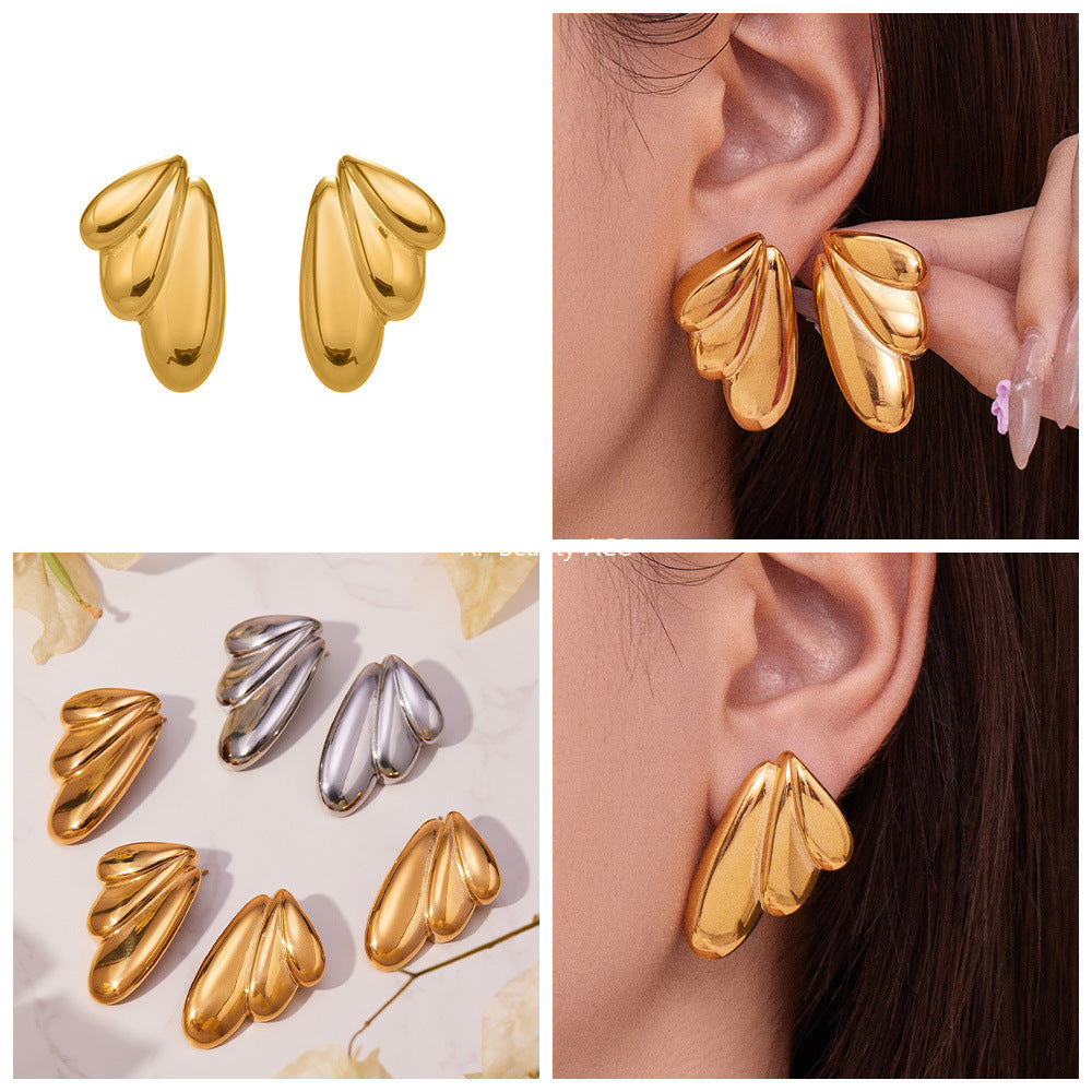 D관 - 스테인리스 18K 도금 날개 디자인 귀걸이 [F849] 25.11-1