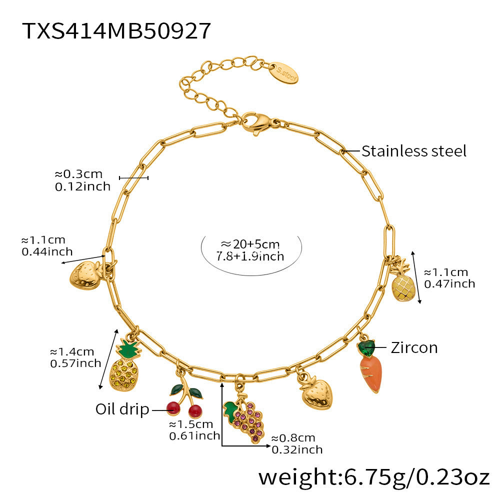 D관 - 스테인리스 스틸 과일 큐빅 펜던트 목걸이 팔찌 발찌 [TXP414] 25.10-1