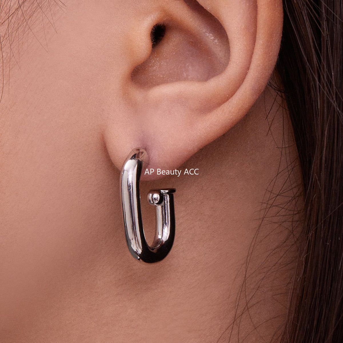 D관 - 18K 도금 U자형 타원 스터드 귀걸이 [F763] 25.11-1