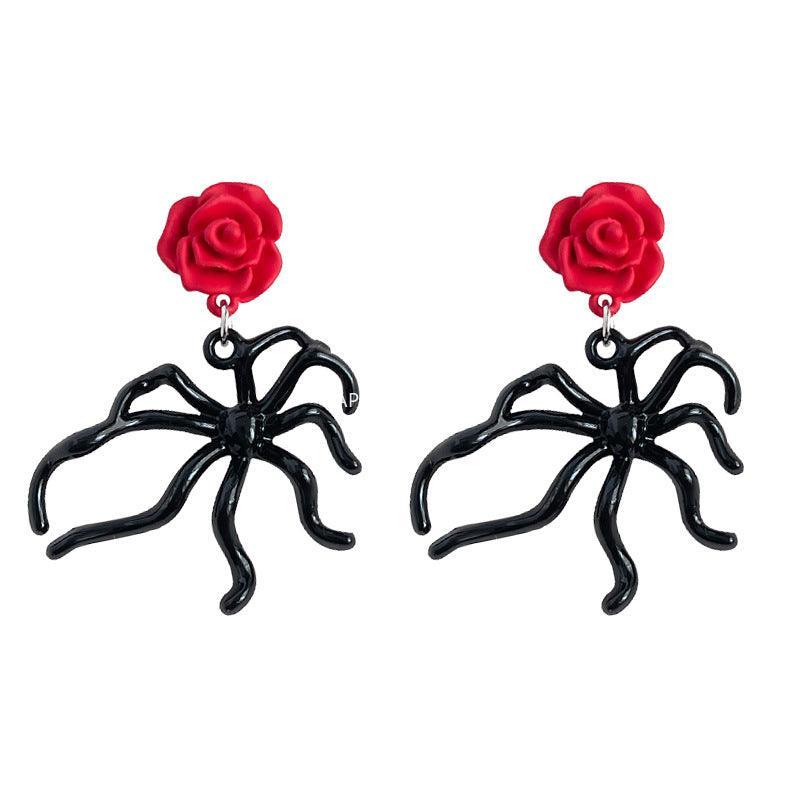 C관 - 예술적 감성 드롭 오일코팅 블랙 레드 기하학 핸드메이드 귀걸이 [3683] 24.03-5