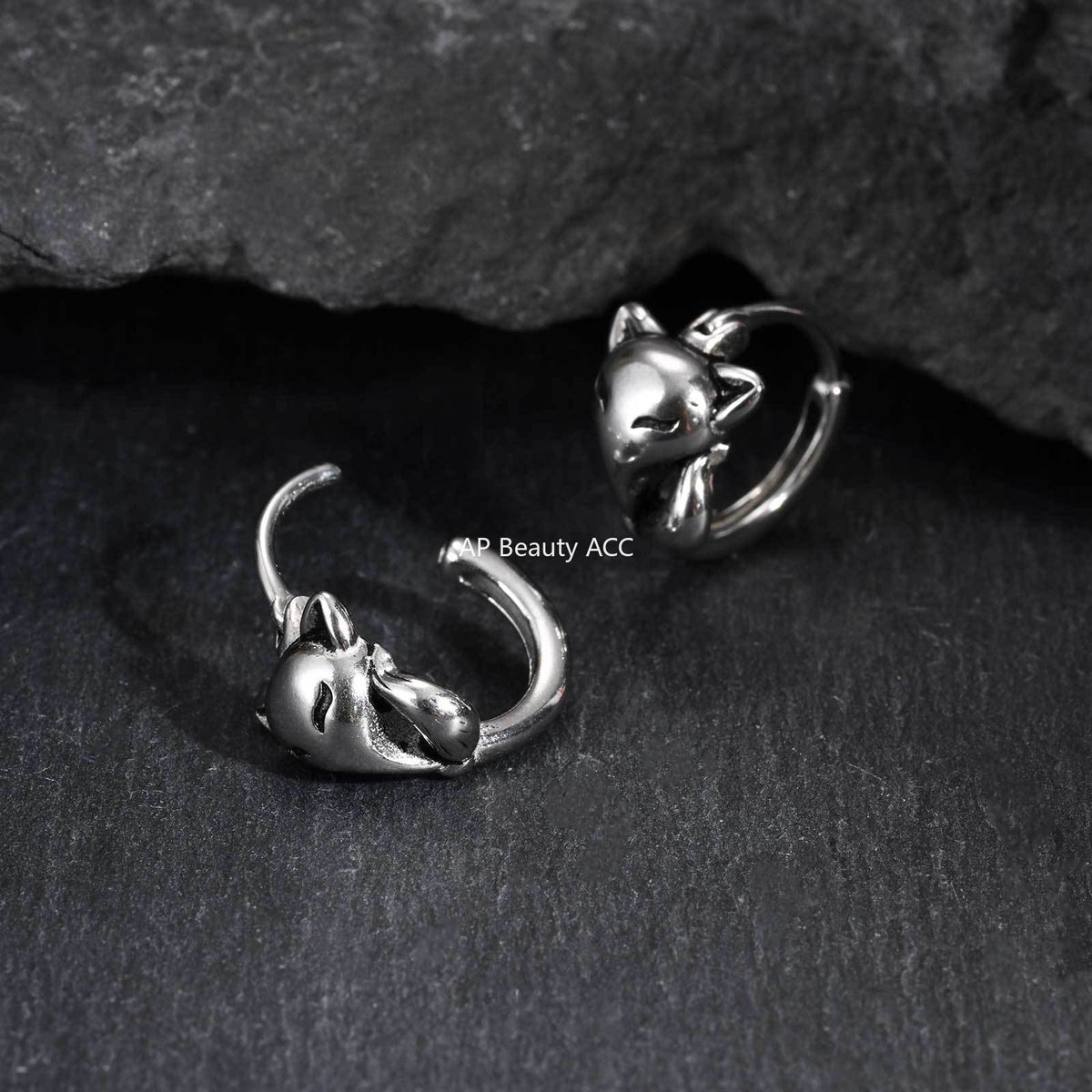 G관 - 여우 로즈 디자인 스테인리스 스틸 귀걸이 [EH-821] 25.12-2