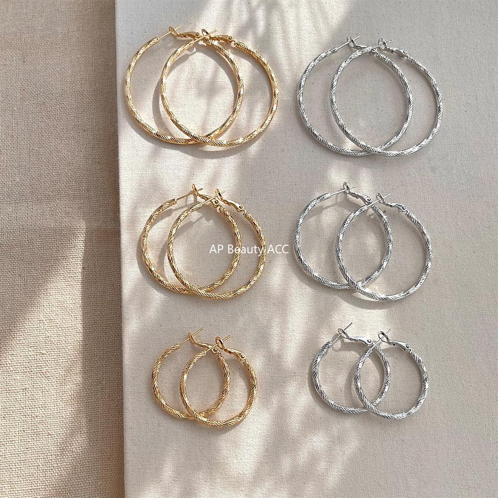 C관 - 메탈 꼬임 디자인 14K 도금 은침 귀걸이 [5725-5730] 25.04-2