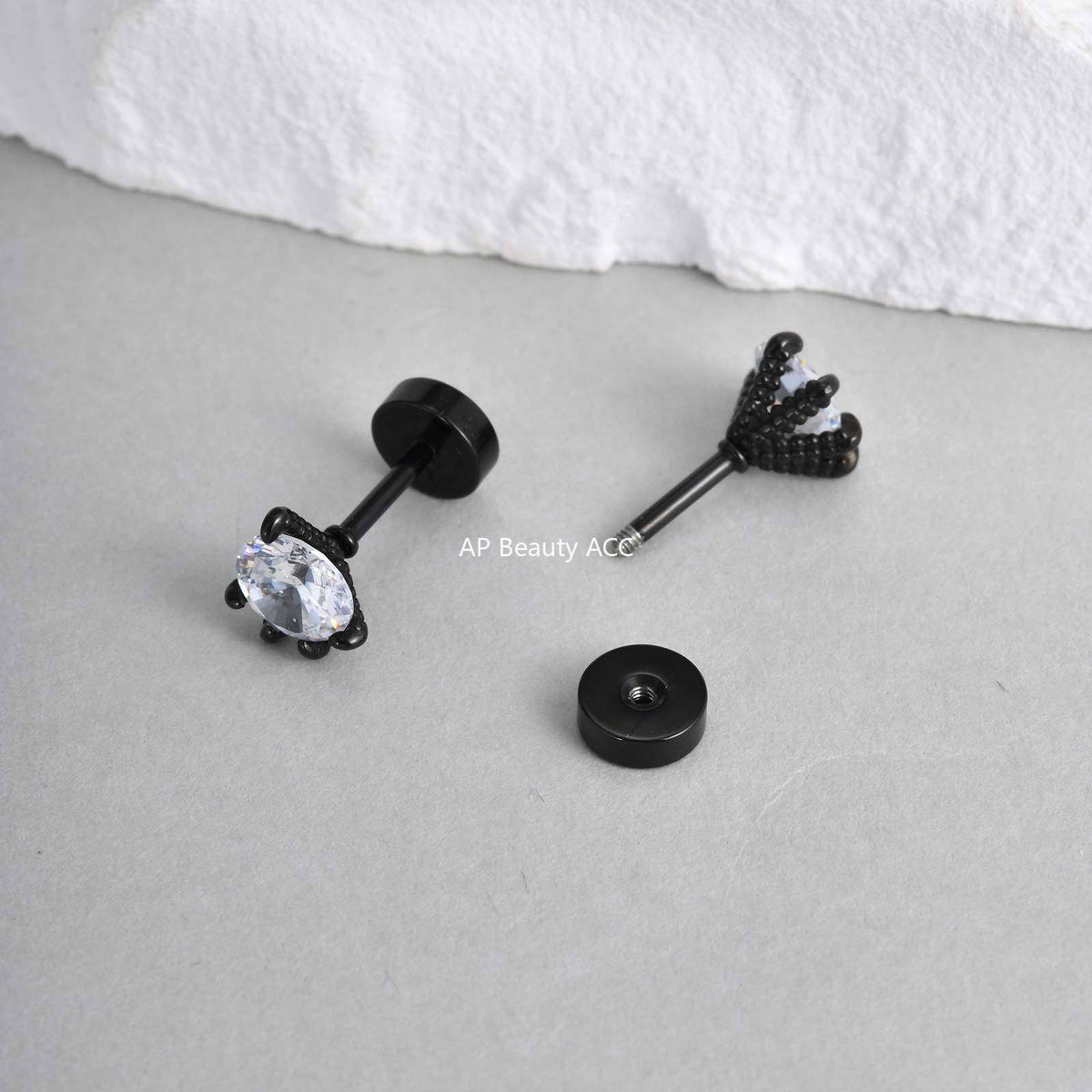 G관 - 화이트 큐빅 드래곤클로 스테인리스 귀걸이 [ES-767B] 25.11-3