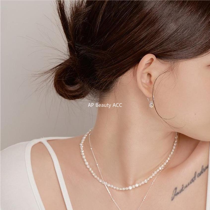 F관 - 925 실버 하트 AB 컬러 큐빅 귀걸이 [C1059] 25.09-4