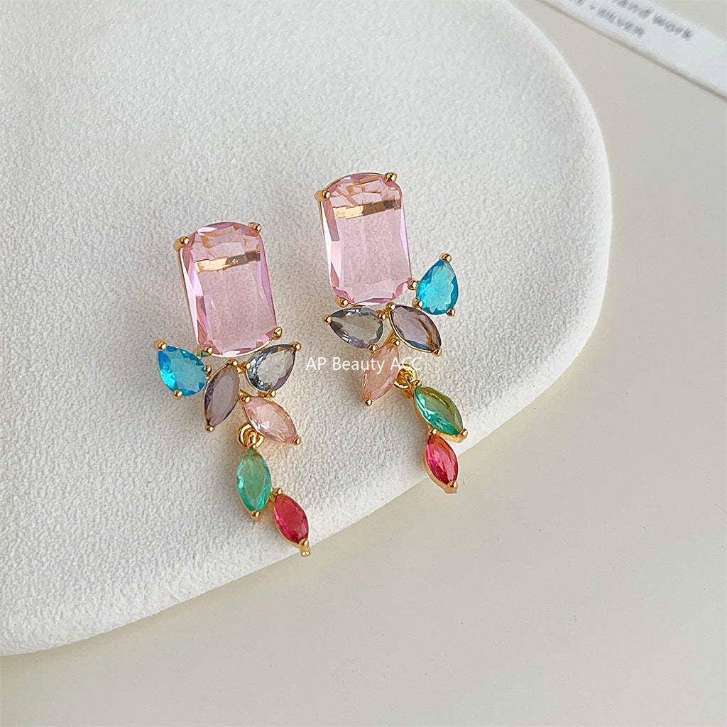 C관 - 업그레이드 18K 도금 유리 크리스탈 귀걸이 [4007] 24.05-1