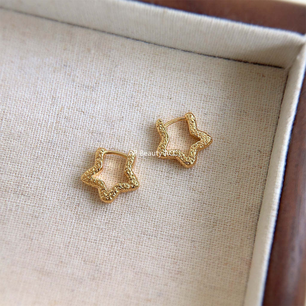 C관 - 14K 도금 스타 모양 심플 세련된 귀걸이 [4275] 24.07-1