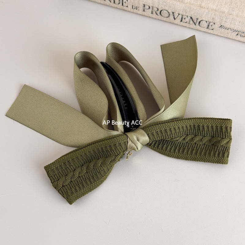 E관 - 레트로 니트 리본 대형 집게핀 [27638] 25.11-1