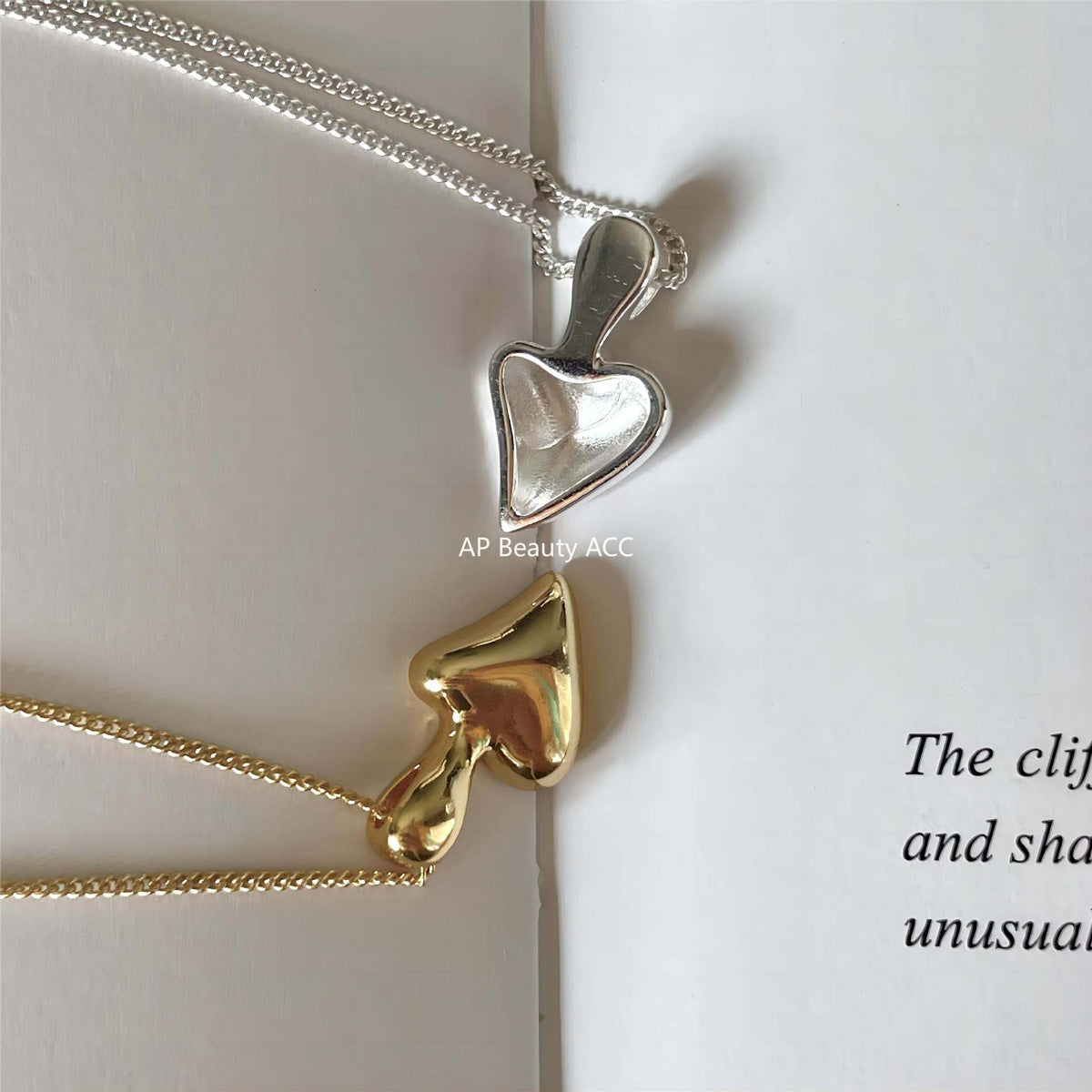 F관 - 925 실버 비정형 하트 펜던트 목걸이 [B1195] 25.12-2