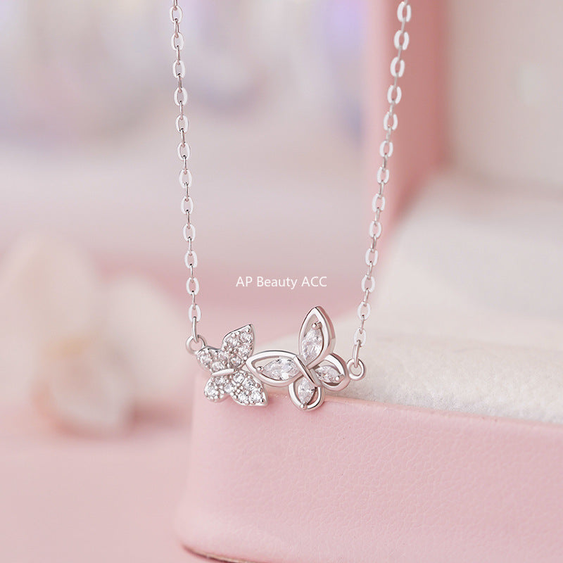 B관 - 999 실버 더블 나비 펜던트 목걸이 [YC3079N_1] 25.10-1